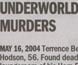 A newspaper listing of the Melbourne underworld murders from 2002 to 2004.