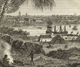 Engraving of Sydney and the mouth of the Parramatta River.