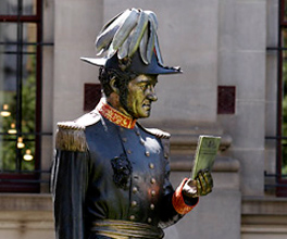 Photograph of a bronze statue of La Trobe.