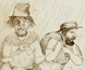 Caricatures of goldfields denizens by Edward Snell.