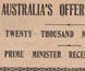 Newspaper article outlining Australia's offer of support to Britain in World War I.