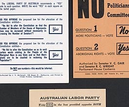 Three different 'How to Vote' cards from the 1967 Referendum.
