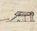 Hand-sketched picture of a simple hut by surveyor Robert Russell.