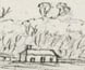 Pencil sketch of the Henty's first house.